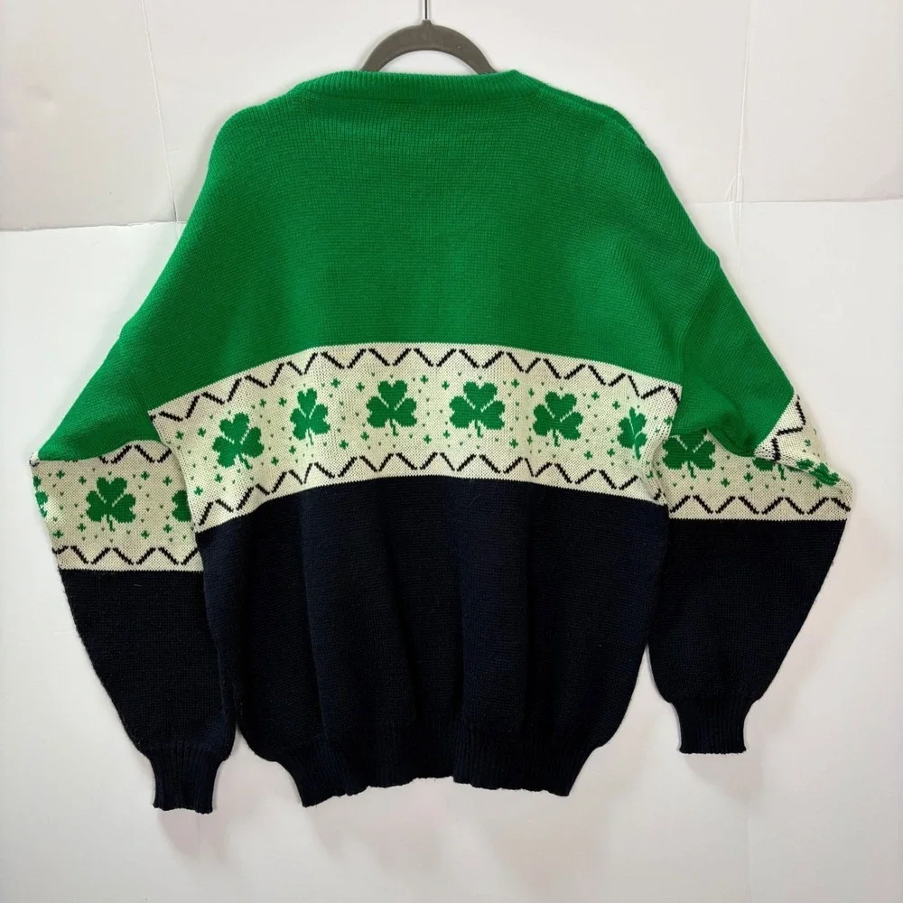 Blarney Castle Knitwear Shamrock Sweater Green Navy White Mens XXL Ireland